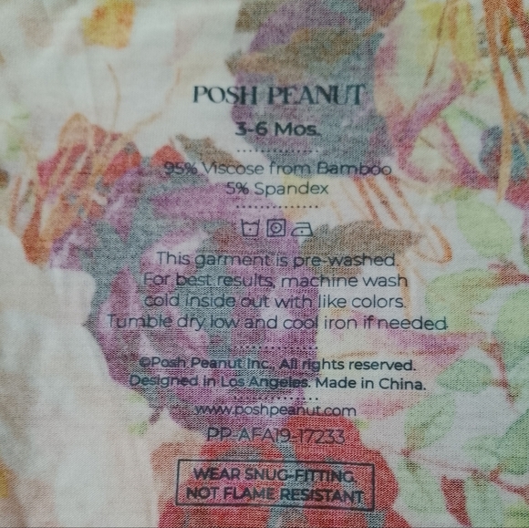 Posh Peanut 3-6 Months Floral Rose Twirl Skirt Infant Bodysuit Dress Long Sleeve - Picture 7 of 10